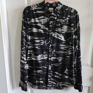 PAUL SMITH Sea Print Black & White Men's Button-up Shirt Size Medium Artsy *Rare